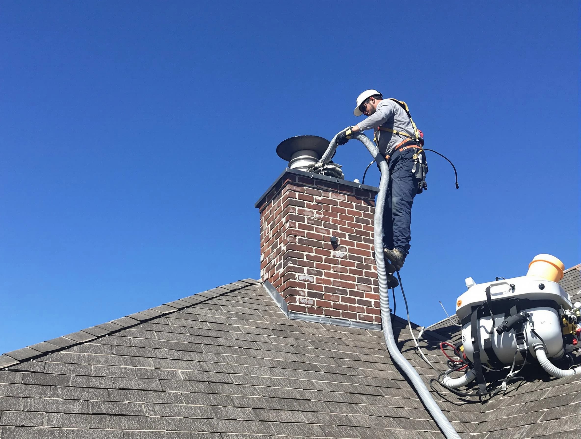 Dedicated Candler-McAfee Chimney Sweep team member cleaning a chimney in Candler-McAfee, GA