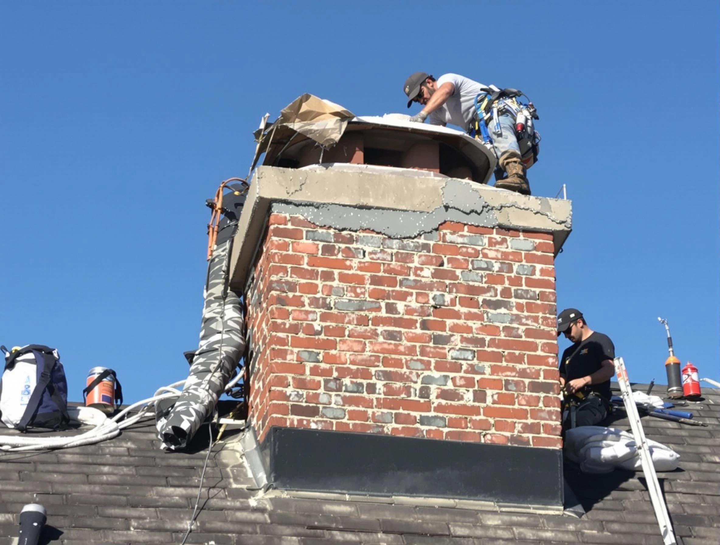 Candler-McAfee Chimney Sweep installing a custom chimney crown in Candler-McAfee, GA