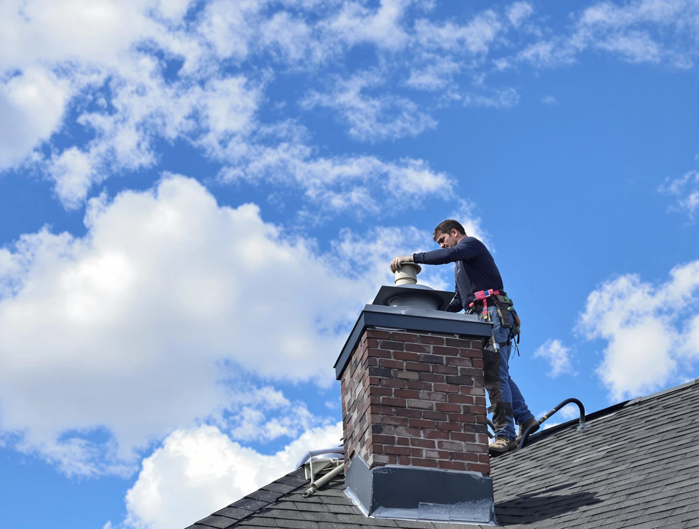 Candler-McAfee Chimney Sweep installing a sturdy chimney cap in Candler-McAfee, GA