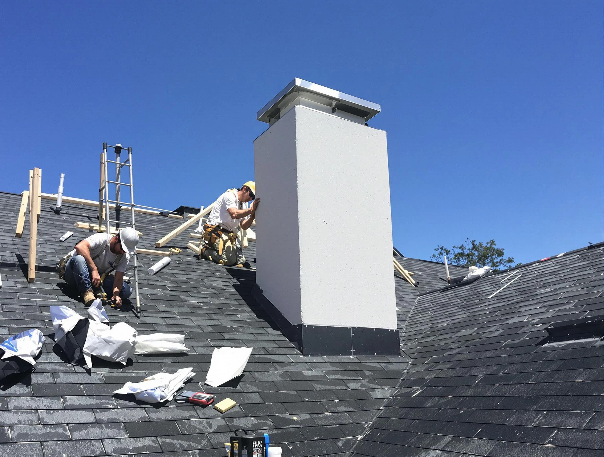 Candler-McAfee Chimney Sweep crew installing a new chimney in Candler-McAfee, GA