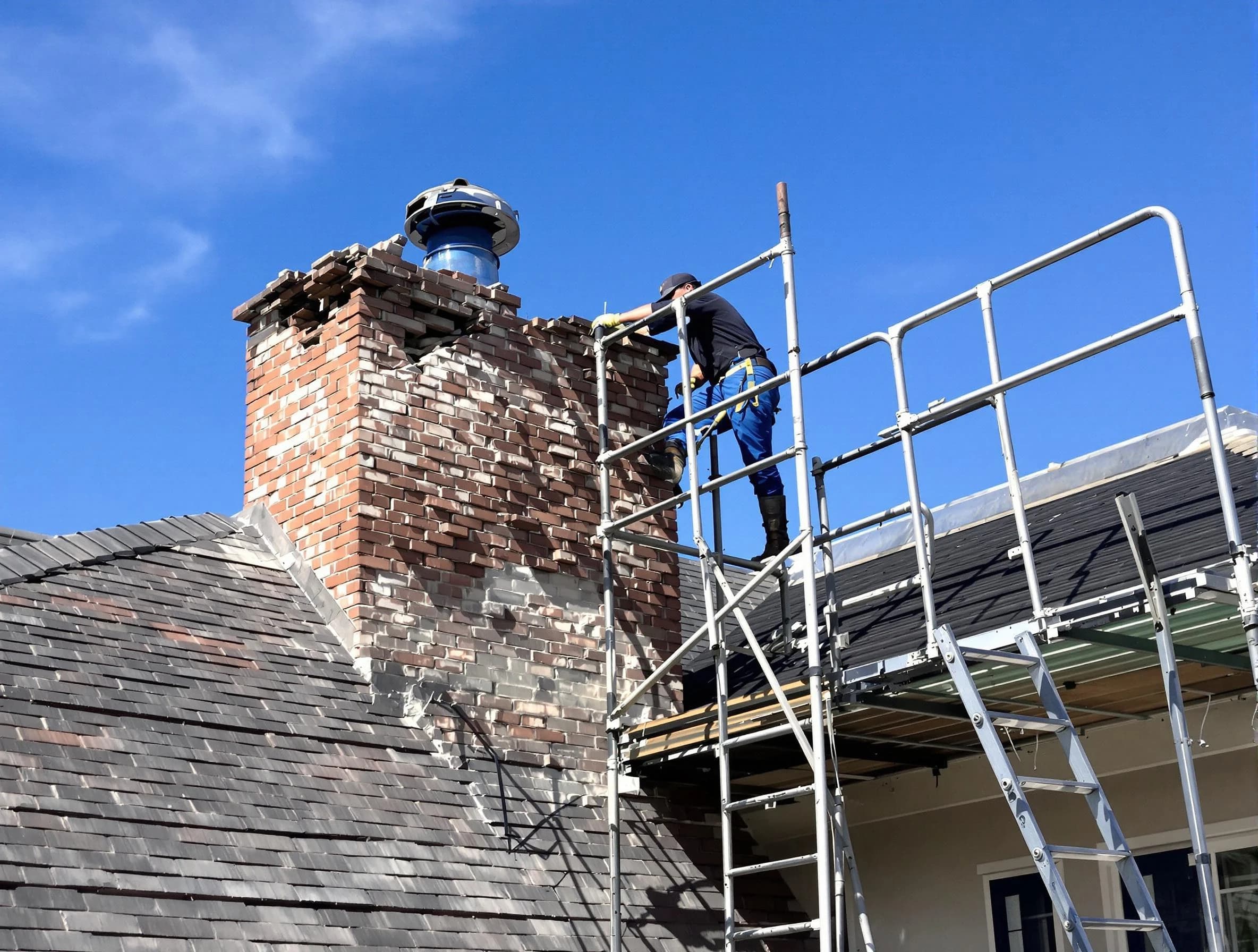 Rebuilding a chimney structure by Candler-McAfee Chimney Sweep in Candler-McAfee, GA