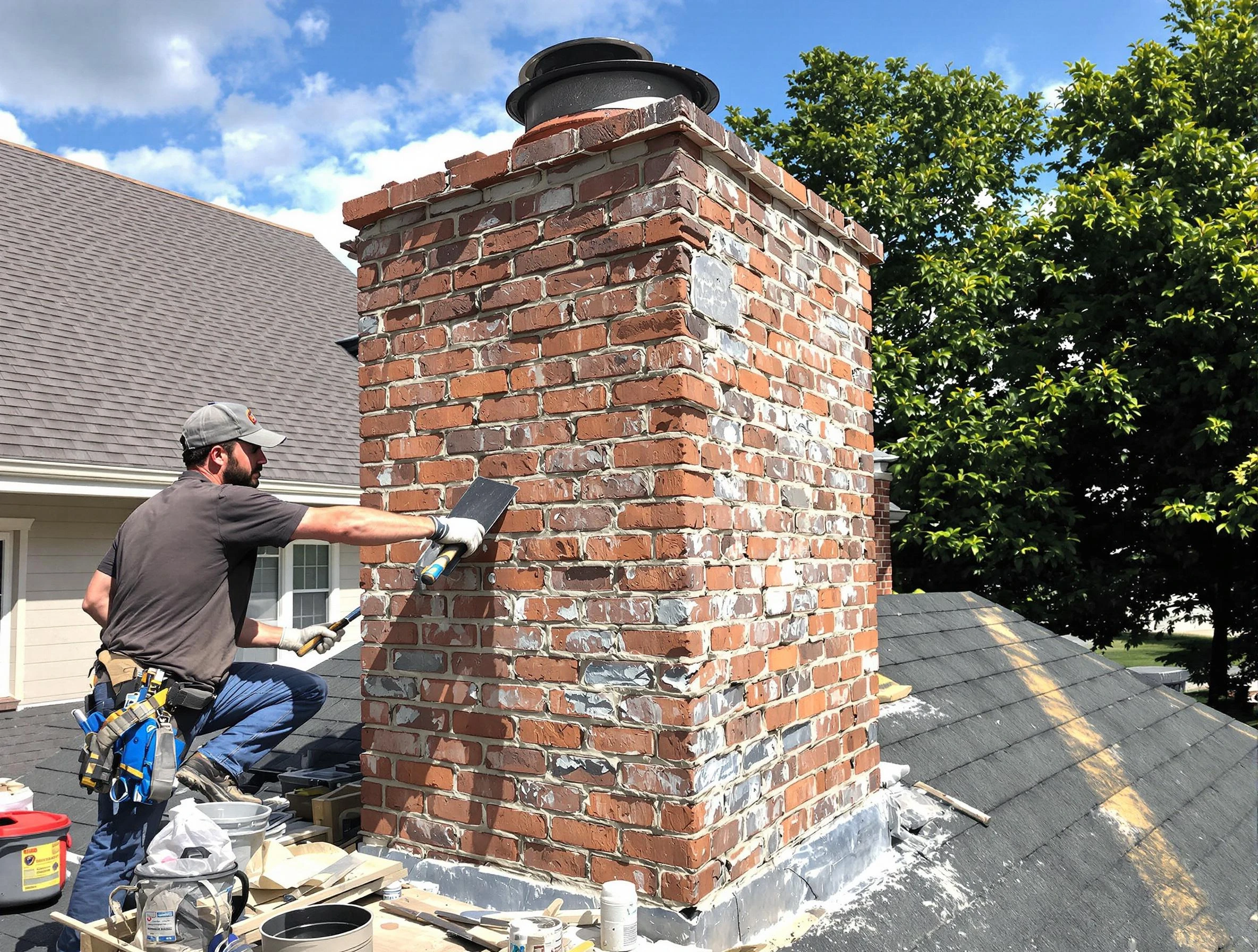 Completed chimney rebuild by Candler-McAfee Chimney Sweep in Candler-McAfee, GA
