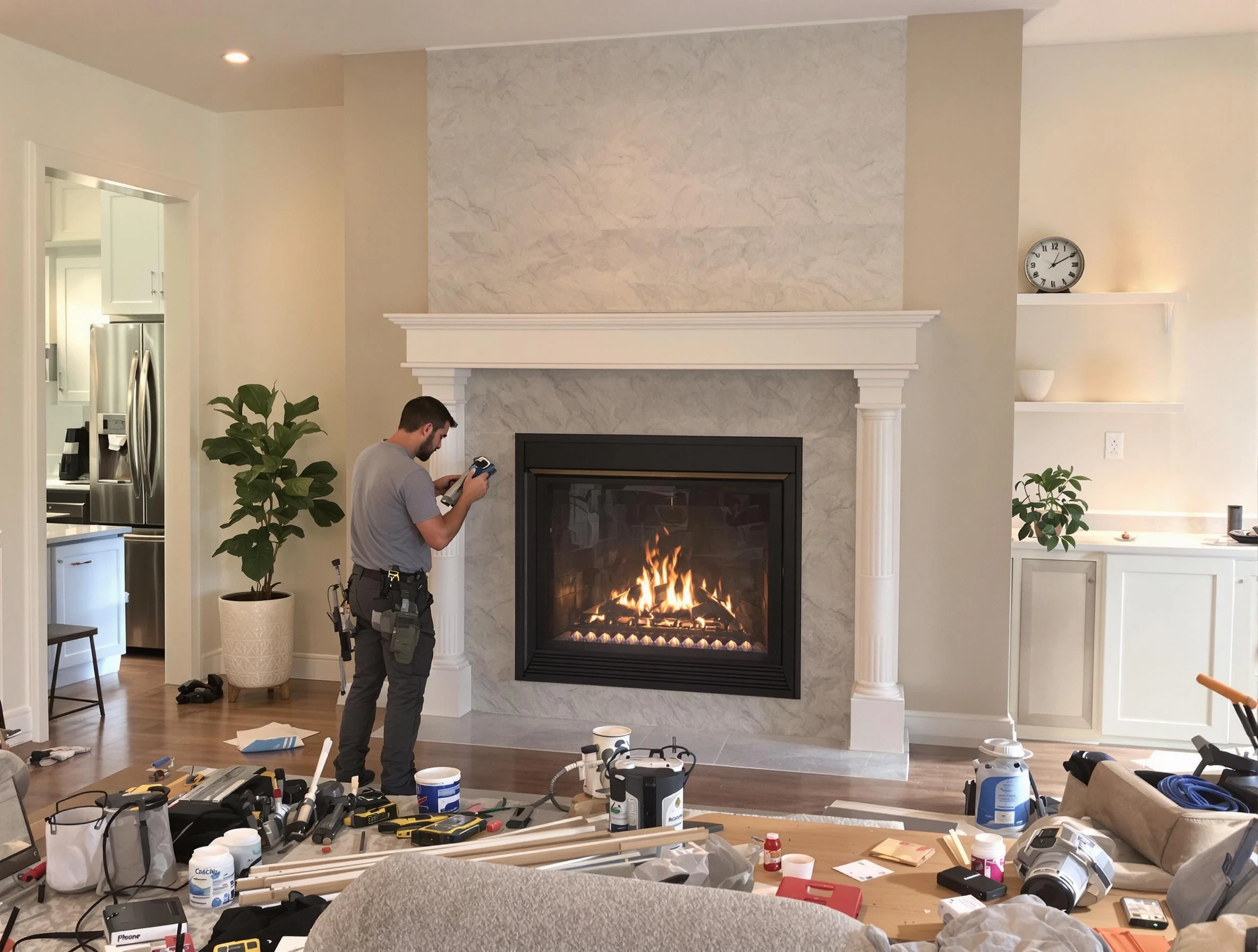 Newly installed fireplace by Candler-McAfee Chimney Sweep in Candler-McAfee, GA