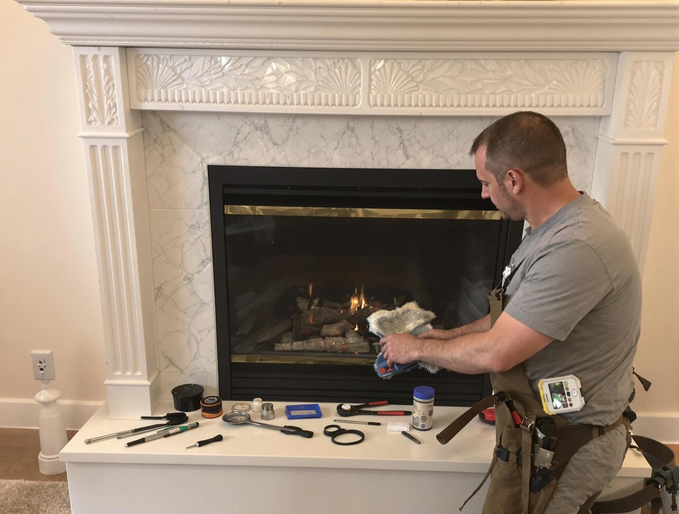 Candler-McAfee Chimney Sweep performing fireplace maintenance in Candler-McAfee, GA